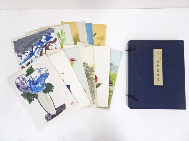 撰抜六作家　「四季を描く」　肉筆色紙12枚セット